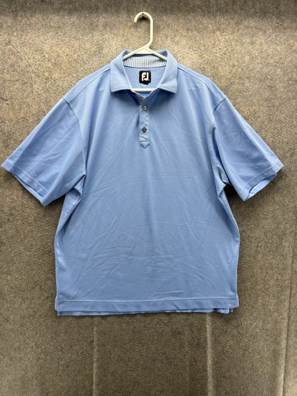 FootJoy Polo Shirt Men Large Blue Solid Golf Lightweight Casual Short Sleeve